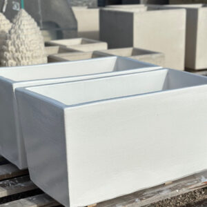 Vaso rettangolare in terracotta moderno smaltato bianco lucido