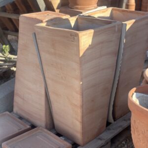 Vaso alto in terracotta quadrato H80 cm di alta qualità artigianale