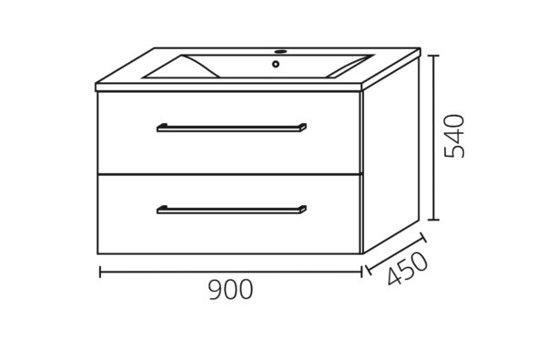 Base 2 cassetti senza lavabo per composizione LIVING 90cm - immagine 13