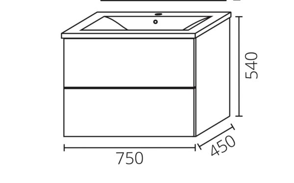 Base 2 cassetti senza lavabo per composizione ROXY 75 cm - immagine 8