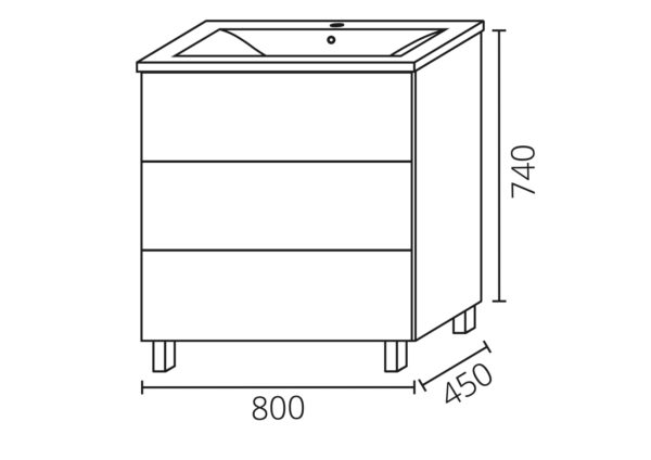 Base con 3 cassetti senza lavabo UNICO - immagine 8