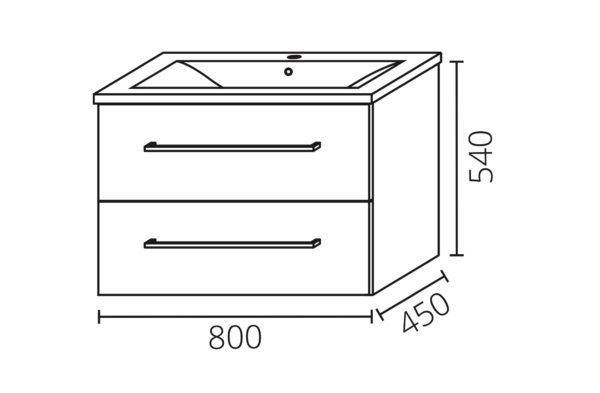 Base 2 cassetti senza lavabo per composizione LIVING 80cm - immagine 11