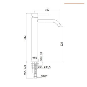 Miscelatore lavabo alto nero matt LIGHT