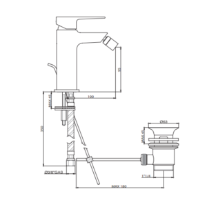 Miscelatore bidet senza scarico nero matt KHUGA