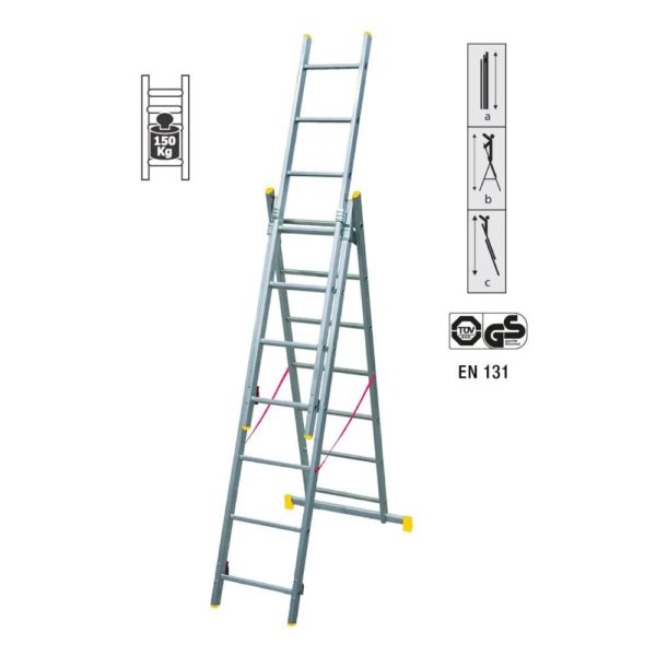 Scala alluminio trasformabile tripla