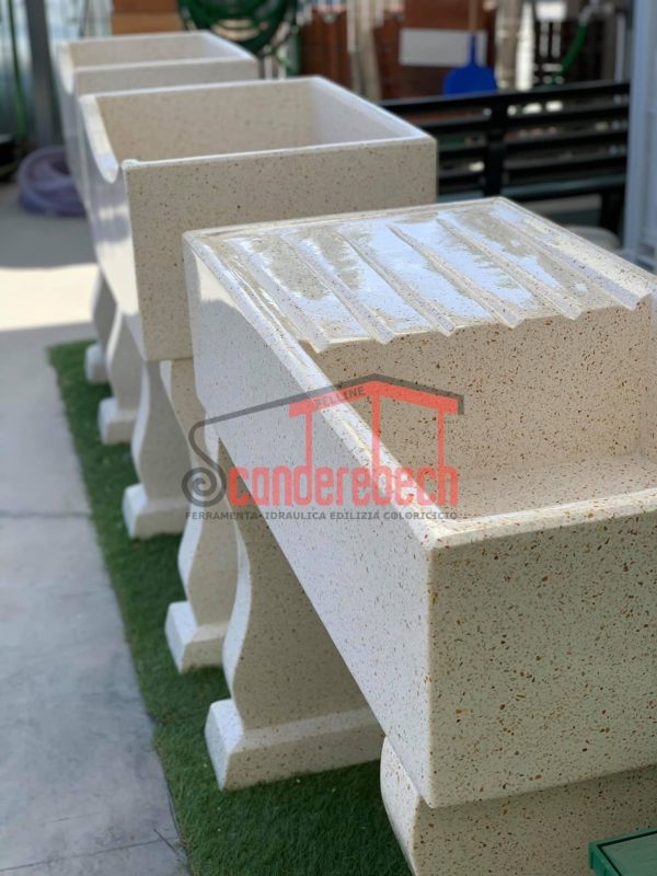 Lavabo con Scolapiatti da esterno 100x50 in cemento levigato - immagine 2