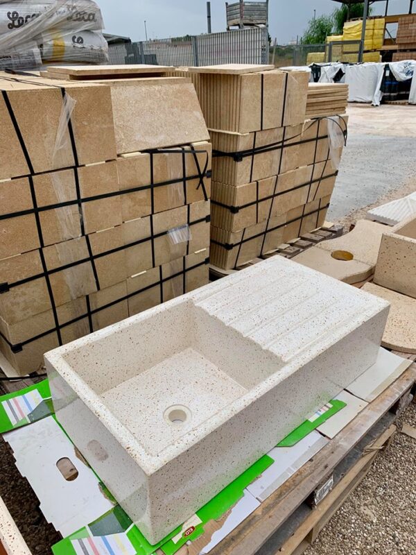 Lavabo con Scolapiatti da esterno 100x50 in cemento levigato - immagine 4