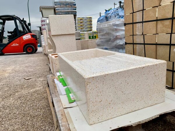 Lavabo con Scolapiatti da esterno 100x50 in cemento levigato - immagine 5