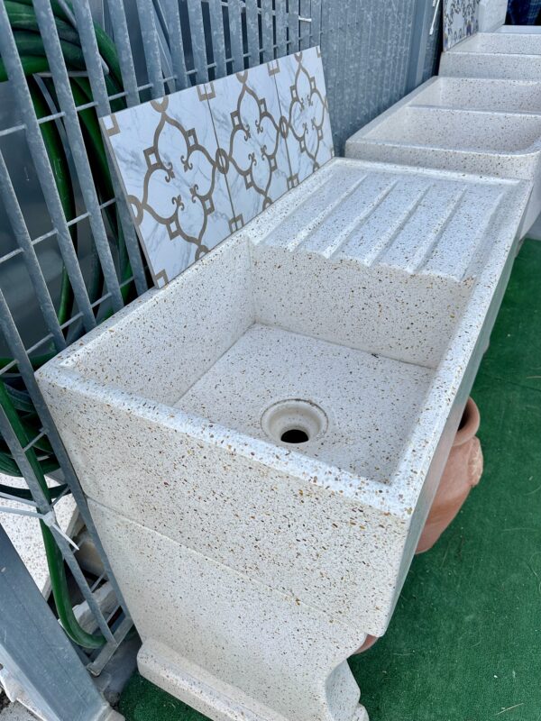 Lavabo con Scolapiatti da esterno 100x50 in cemento levigato - immagine 3