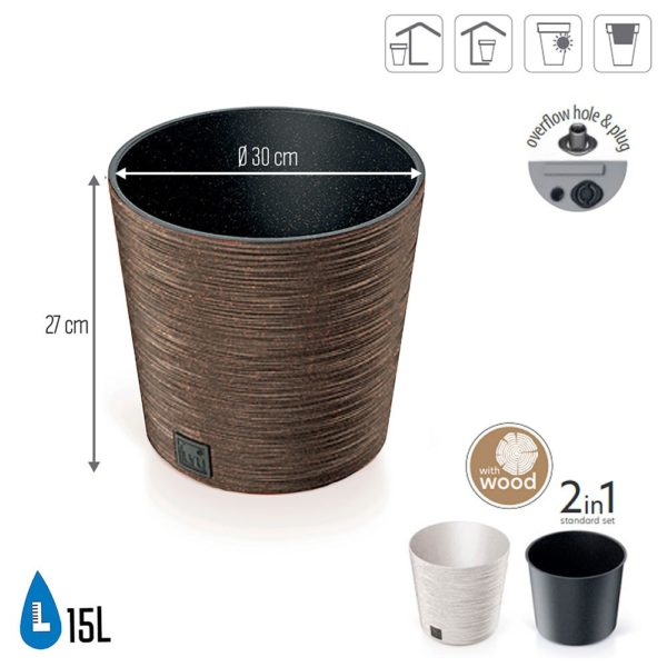 Vaso Furu Low eco wood 30cm - immagine 3