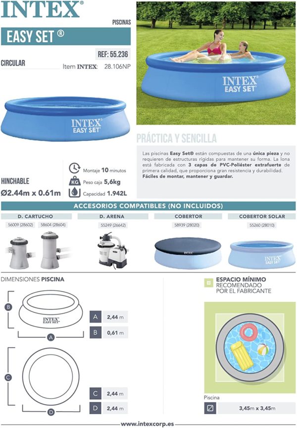 Piscina easy set intex 244x61 - immagine 5