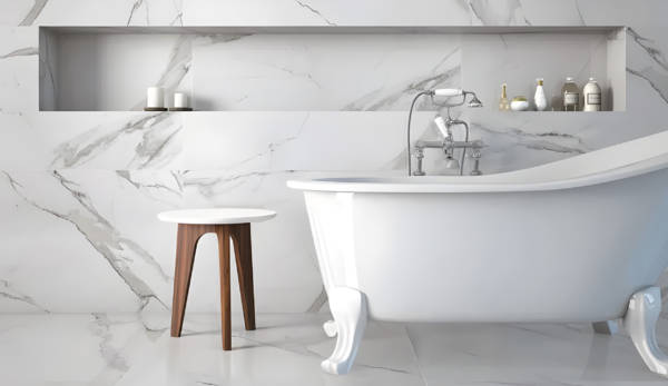 Pavimento effetto marmo Bianco Carrara