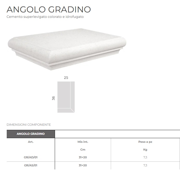 Gradino Superlevigato Idrofugato  Antigelivo Finitura Similmarmo - immagine 5