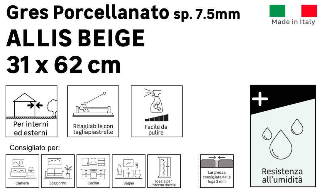 Rivestimento Allis Beige 30,5X61 - immagine 2