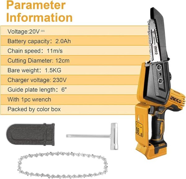 Mini sega a catena senza fili da 20 V INGCO - immagine 3