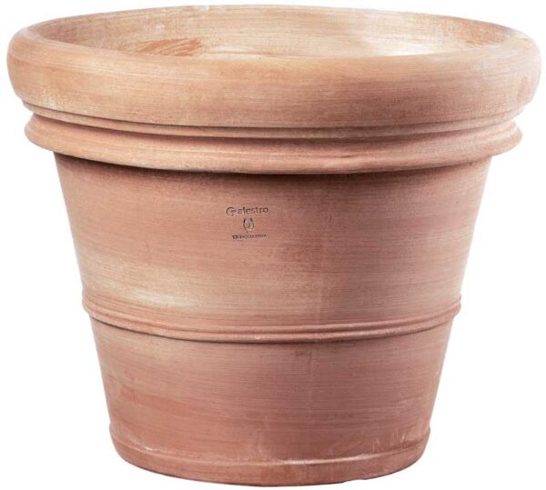 Vaso in terracotta grande doppio bordo liscio diametro 100