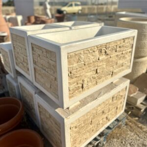 Vaso in cemento effetto pietra per esterno 80×40