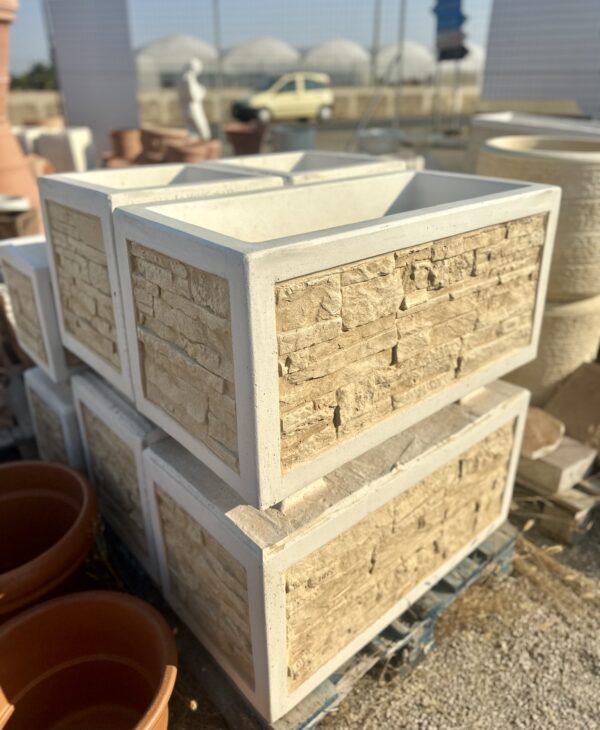 Vaso in cemento effetto pietra per esterno 80x40