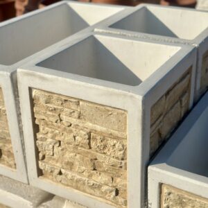Vaso in cemento effetto pietra per esterno 40×40