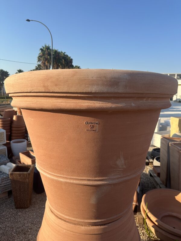 Vaso in terracotta grande doppio bordo liscio diametro 100 - immagine 2
