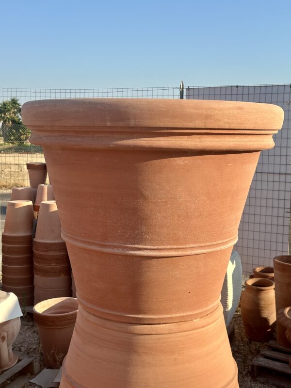 Vaso in terracotta grande doppio bordo liscio diametro 100 - immagine 4