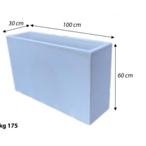 Vaso alto rettangolare in cemento bianco Muretto