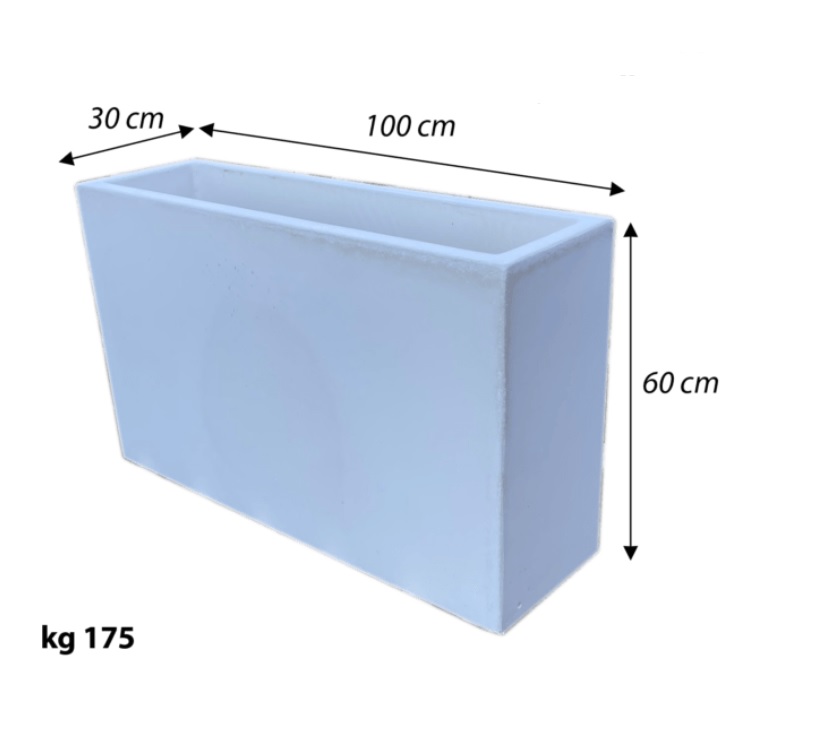 Vaso alto rettangolare in cemento bianco Muretto - immagine 2