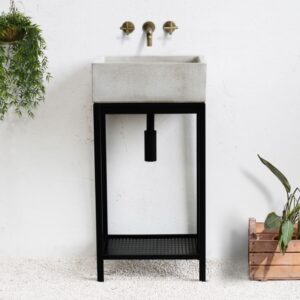 Lavello Moderno in cemento con mobiletto in acciaio L45