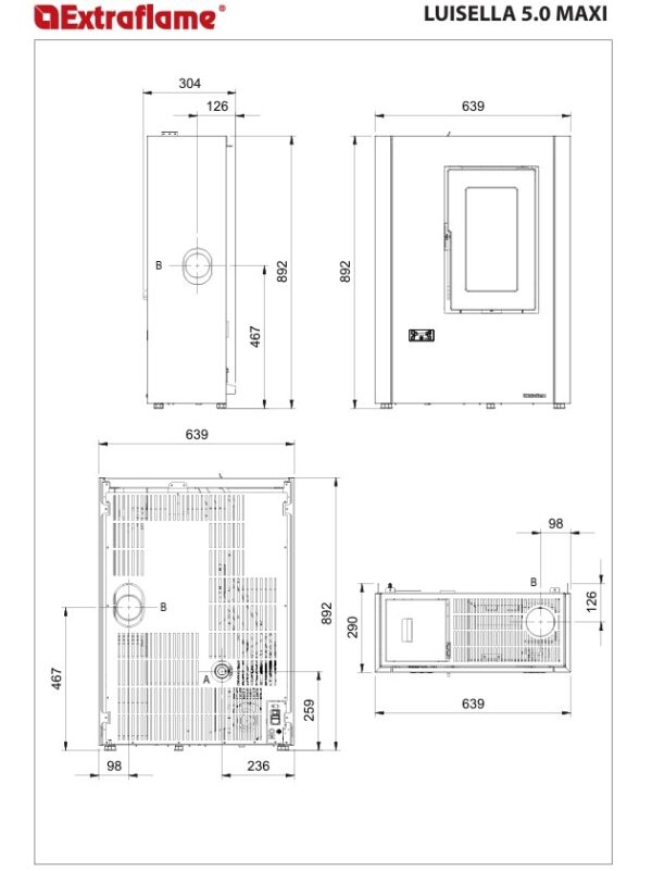 Stufa a pellet LUISELLA 5.0 MAXI ermetica ventilata, slim - immagine 5