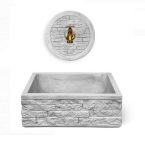 Lavello da muro sospeso da esterno in cemento con frontale rosone