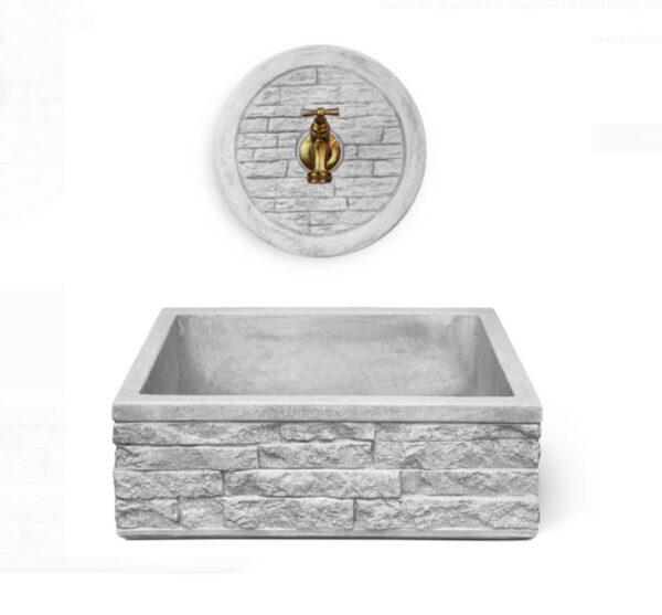 Lavello da muro sospeso da esterno in cemento con frontale rosone - immagine 2