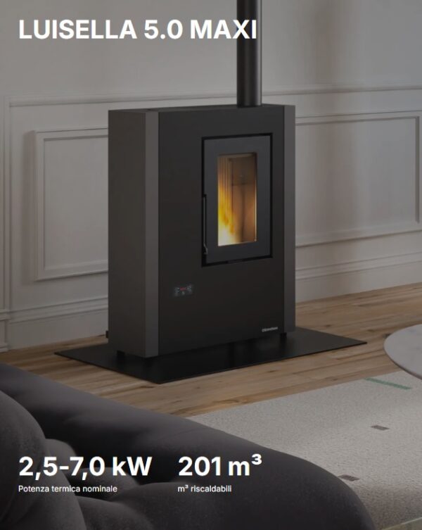 Stufa a pellet LUISELLA 5.0 MAXI ermetica ventilata, slim - immagine 2