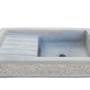 Lavandino con sgocciolatoio in calcestruzzo bocciardato 80x40x20H