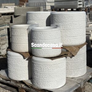 Vaso tondo da giardino esterno in cemento Monviso P