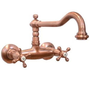 Rubinetto in ottone per lavello a muro canna alta Ramato Porta&Bini 62551RA