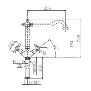 Rubinetto in ottone per lavello cucina monoforo finitura bronzata Porta&Bini