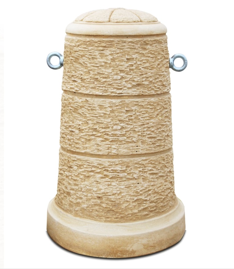 Dissuasore di traffico in cemento anticato con golfaro in acciaio zincato Grande H70