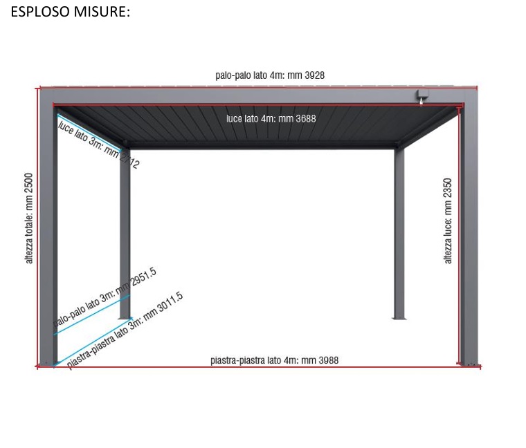 Pergola BIOCLIMATICA ATENA 120 doppio strato 3X4 Bianca - immagine 3
