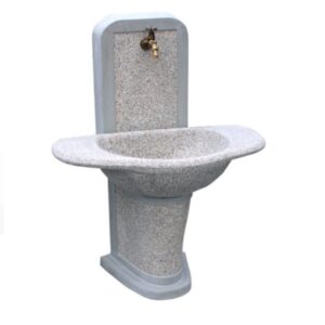 Fontana Pavia vedovella in cemento e granulato di marmo, finitura martellinato H120cm