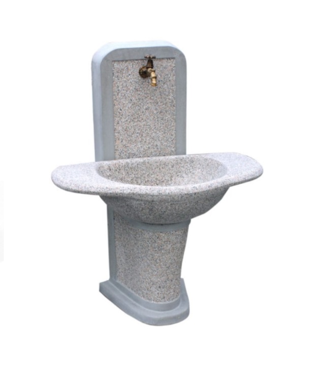 Fontana Pavia vedovella in cemento e granulato di marmo, finitura martellinato H120cm - immagine 2