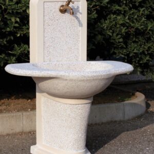 Fontana Pavia vedovella in cemento e granulato di marmo, finitura martellinato H120cm