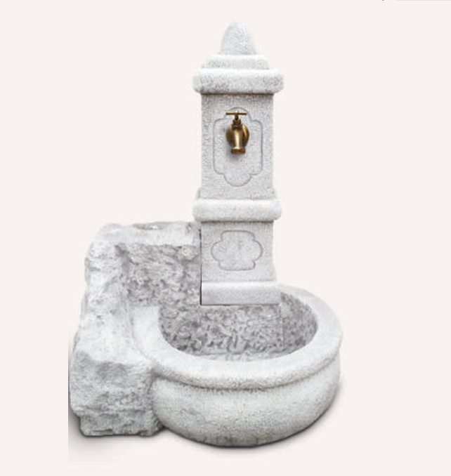 Fontana rustica Crotone in cemento e granulato di marmo H90 - immagine 2