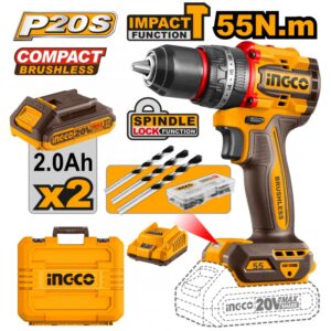 Trapano a percussione e Avvitatore Compact BRUSHLESS 55Nm INGCO