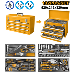 Cassetta completa di attrezzi 132pz INGCO