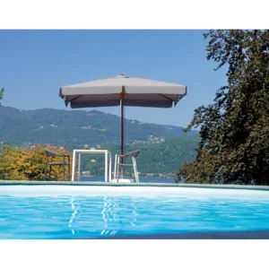 Ombrellone indonesiano da giardino in legno De Lux 3×2 mt Moia colore grigio