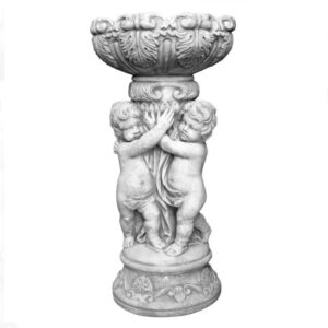 Statua porta vaso in cemento da esterno con due putti