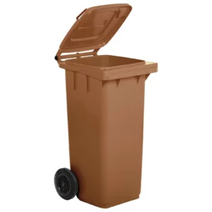 Bidone con ruote marrone 120 litri
