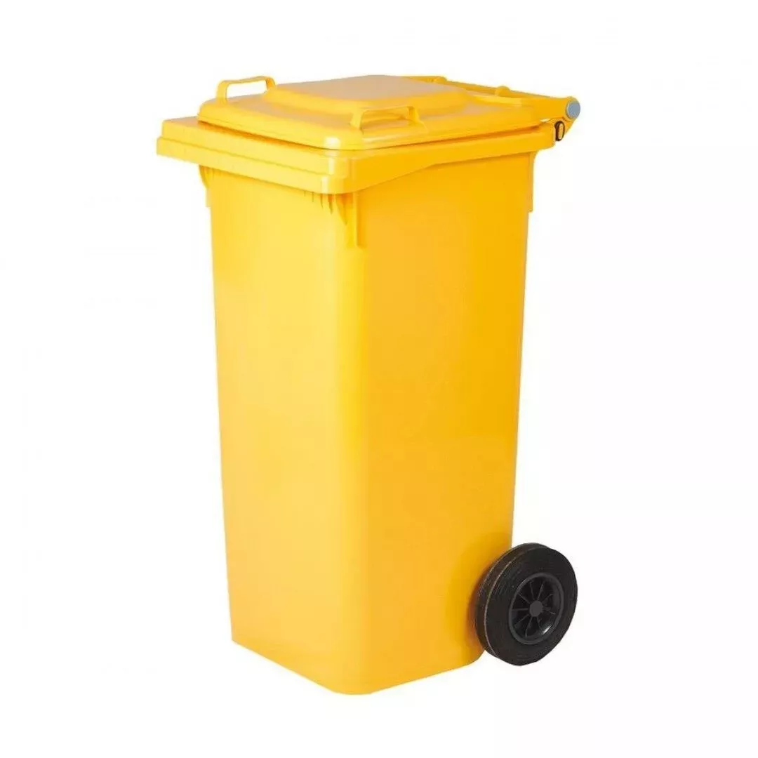 Bidone con ruote giallo 120 litri