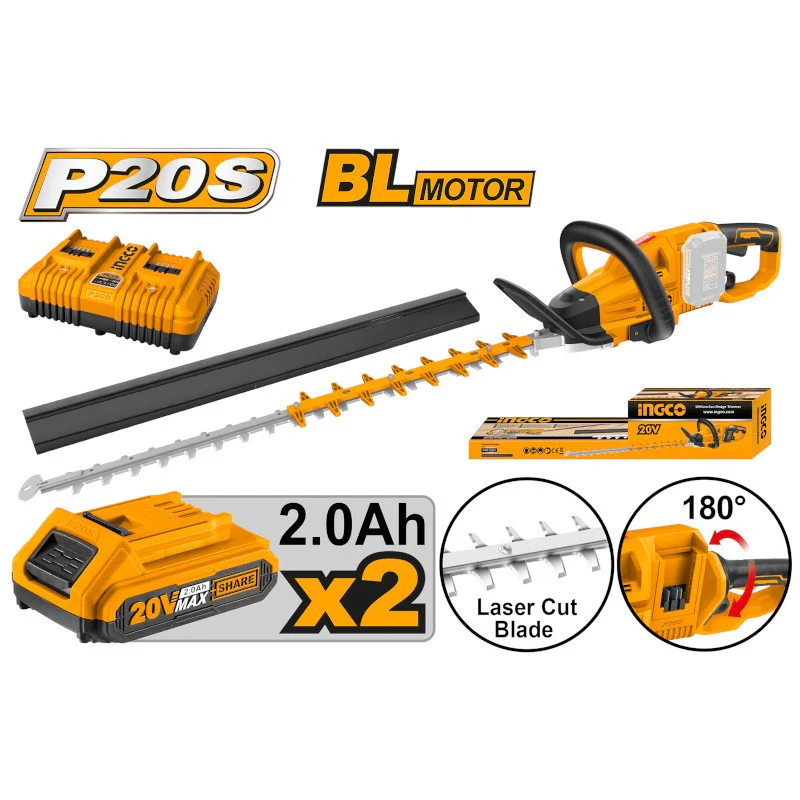 Tagliasiepi brushless con 2 batterie + carica INGCO